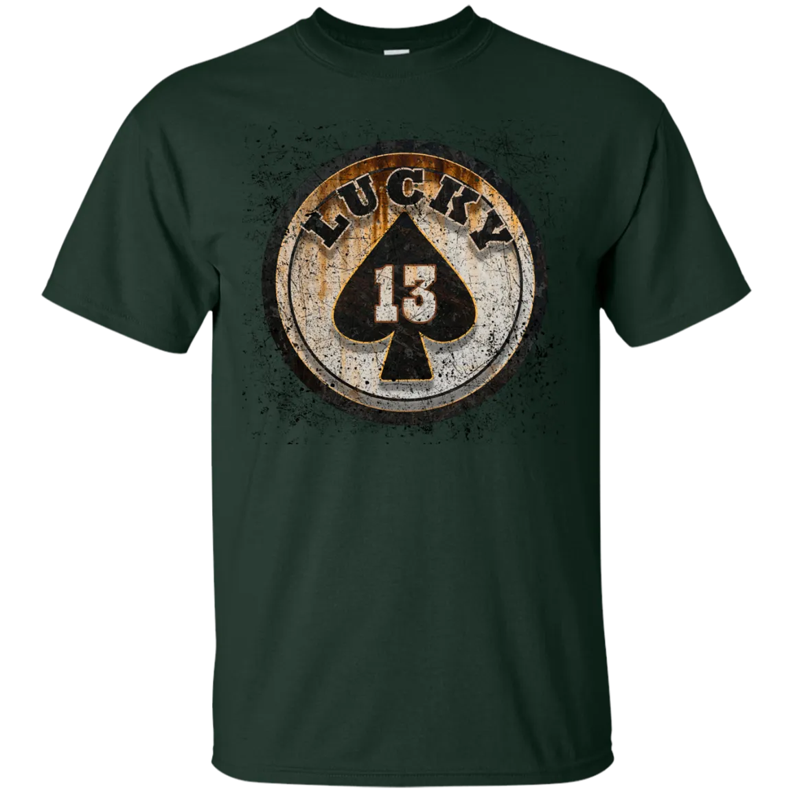 Lucky 13 Custom Worn T-shirt Skull Death Ghost Fear Rocker Hell Fashion