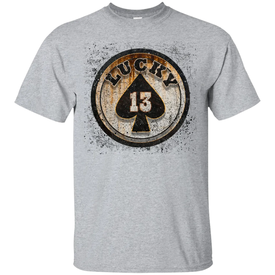 Lucky 13 Custom Worn T-shirt Skull Death Ghost Fear Rocker Hell Fashion
