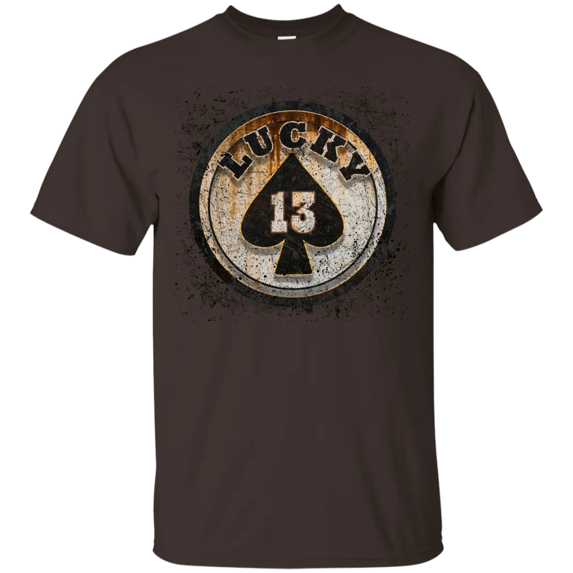 Lucky 13 Custom Worn T-shirt Skull Death Ghost Fear Rocker Hell Fashion