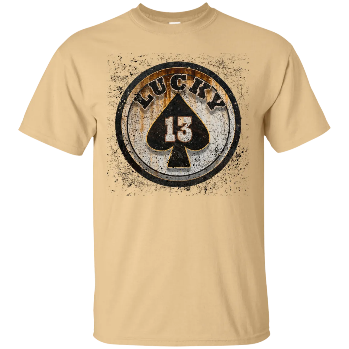 Lucky 13 Custom Worn T-shirt Skull Death Ghost Fear Rocker Hell Fashion