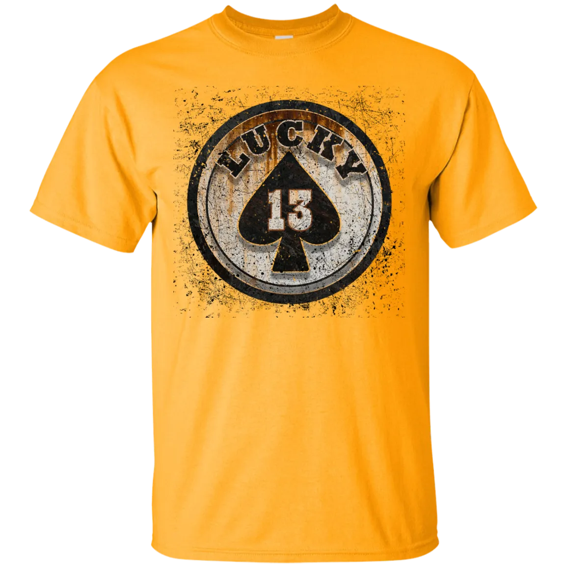 Lucky 13 Custom Worn T-shirt Skull Death Ghost Fear Rocker Hell Fashion