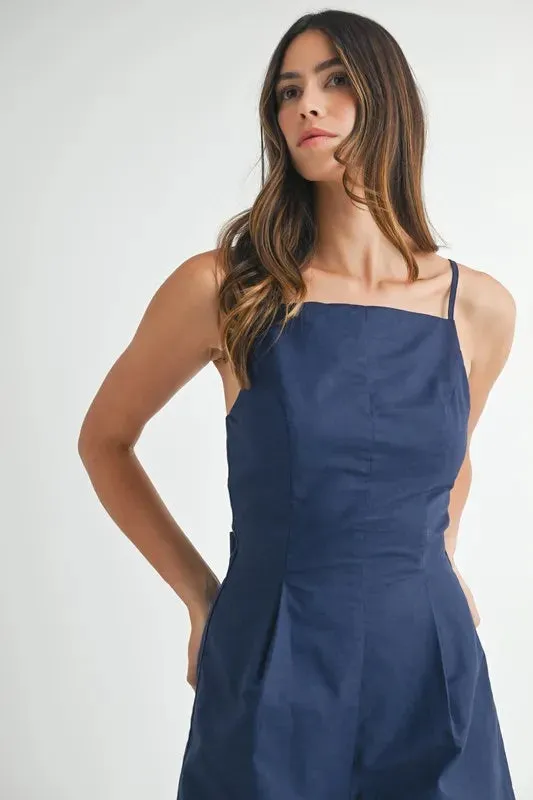 MABLE Adjustable Shoulder Strap Linen Romper