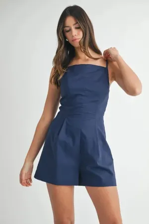 MABLE Adjustable Shoulder Strap Linen Romper