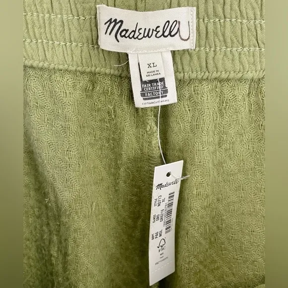Madewell Quilted Pull-On Dolphin Shorts Cotton Green NWT