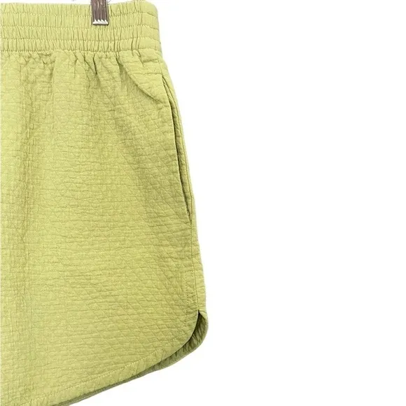 Madewell Quilted Pull-On Dolphin Shorts Cotton Green NWT
