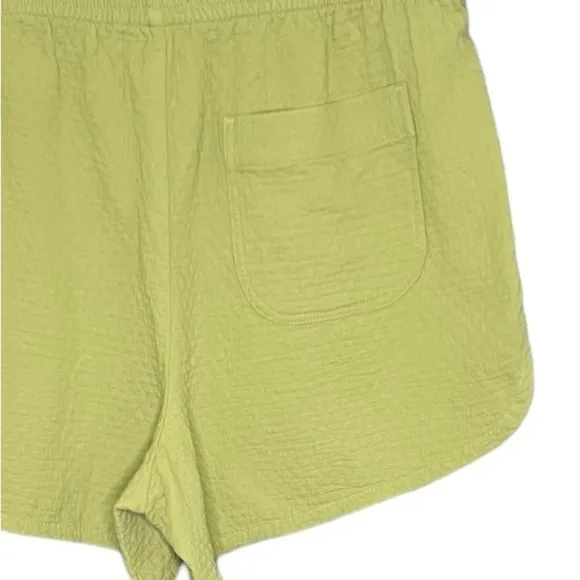 Madewell Quilted Pull-On Dolphin Shorts Cotton Green NWT