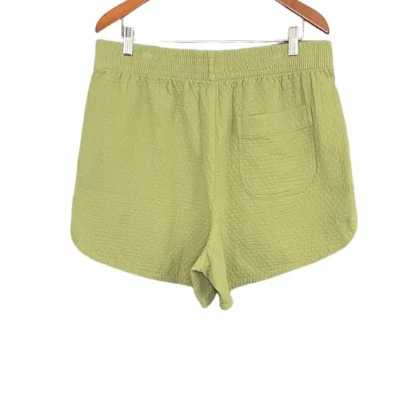 Madewell Quilted Pull-On Dolphin Shorts Cotton Green NWT