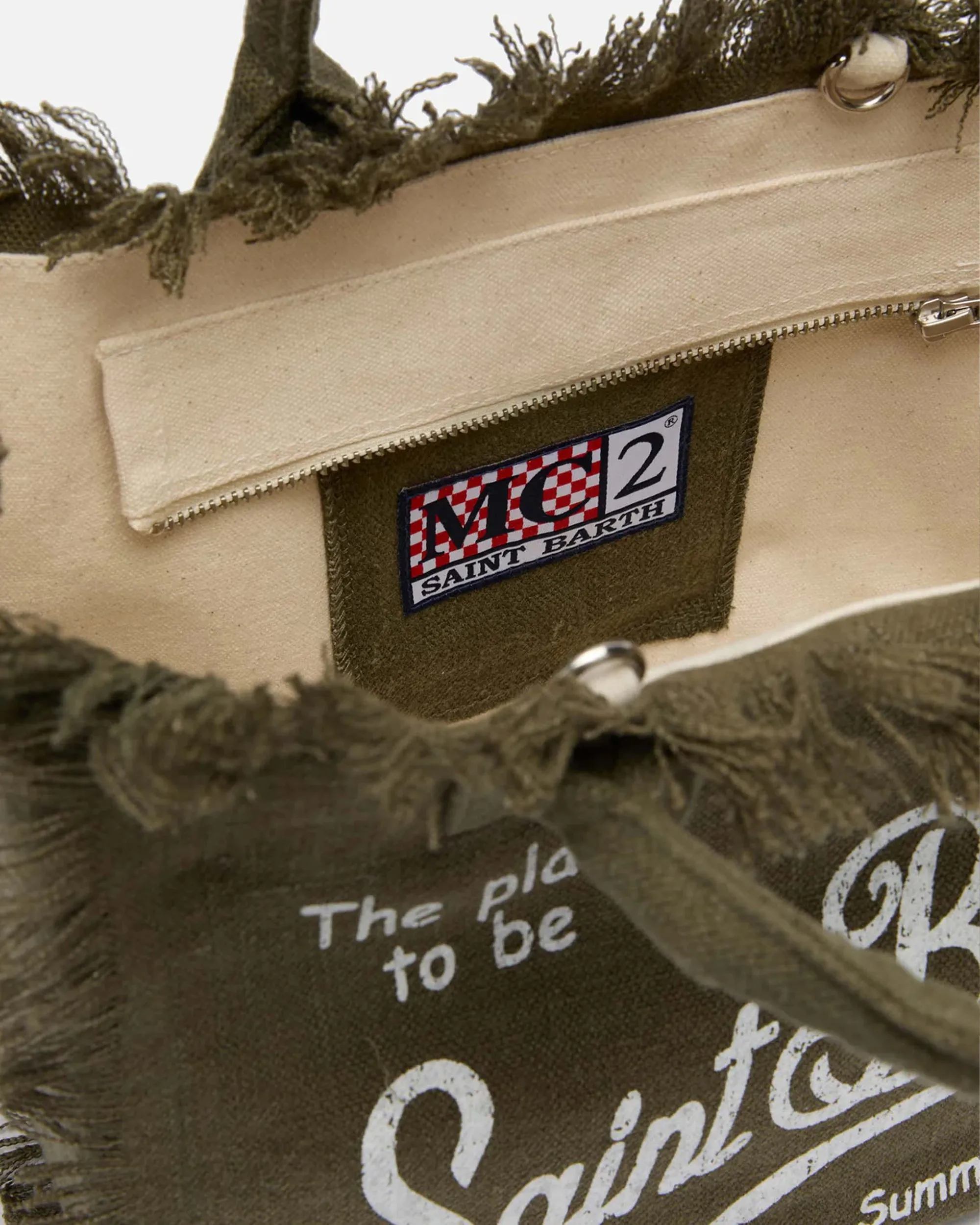 MC2 Saint Barth Borsa Colette i Lino Verde Militare
