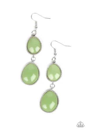 Mediterranean Myth - Green - Asymmetrical Bead Paparazzi Fishhook Earrings
