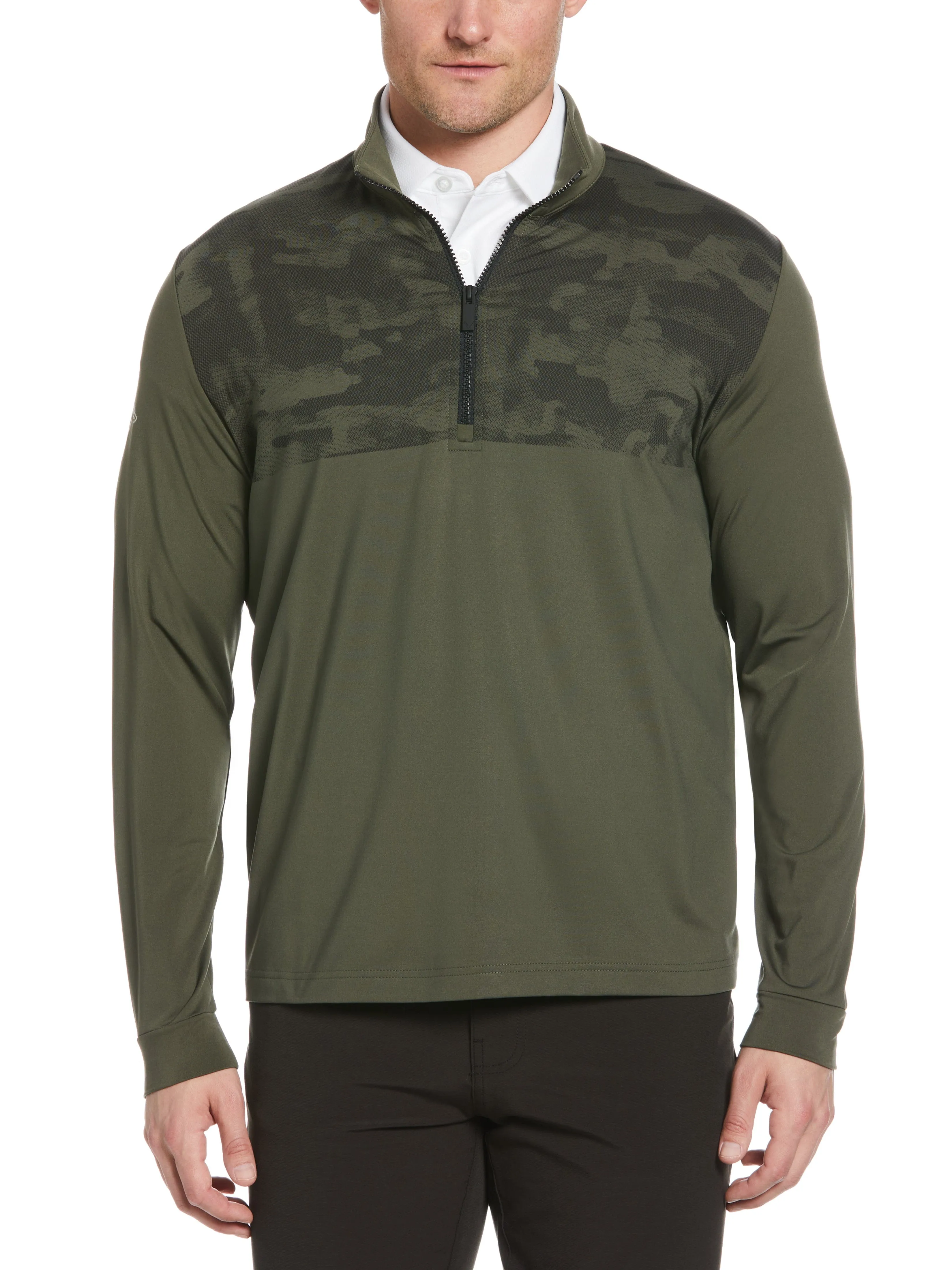 Mens Engineered Digital Camo Print 1/4 Zip Golf Pullover