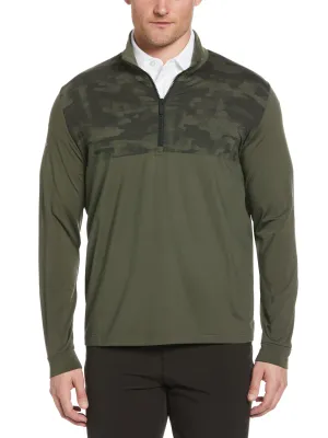 Mens Engineered Digital Camo Print 1/4 Zip Golf Pullover