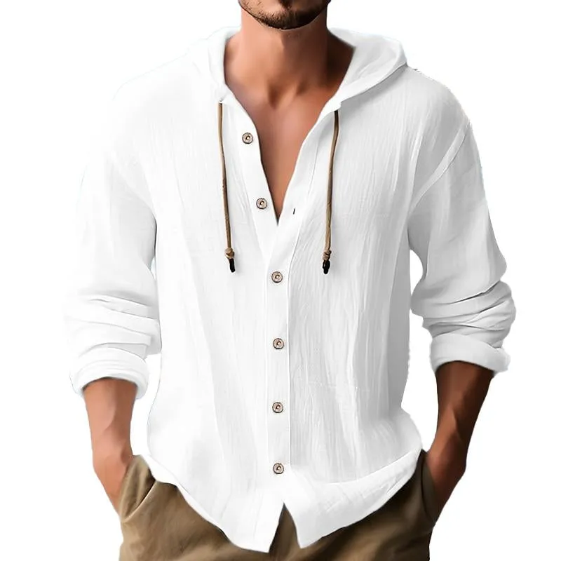 Men's Lightweight Casual Hoodie Linen Top