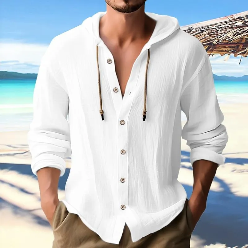Men's Lightweight Casual Hoodie Linen Top
