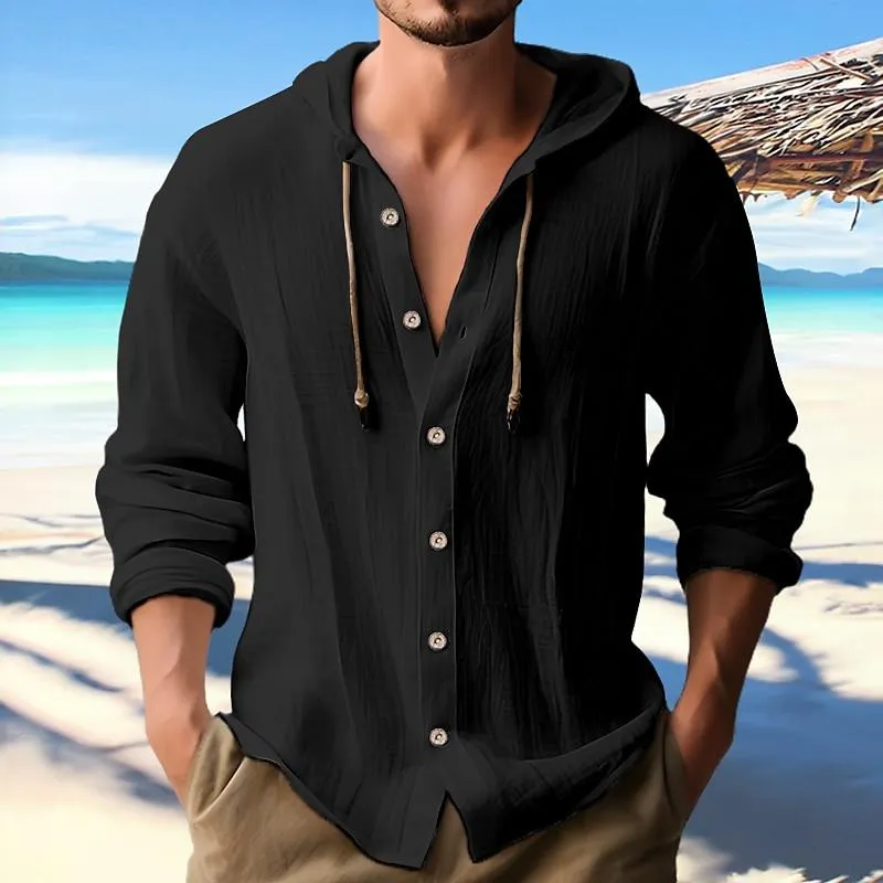 Men's Lightweight Casual Hoodie Linen Top