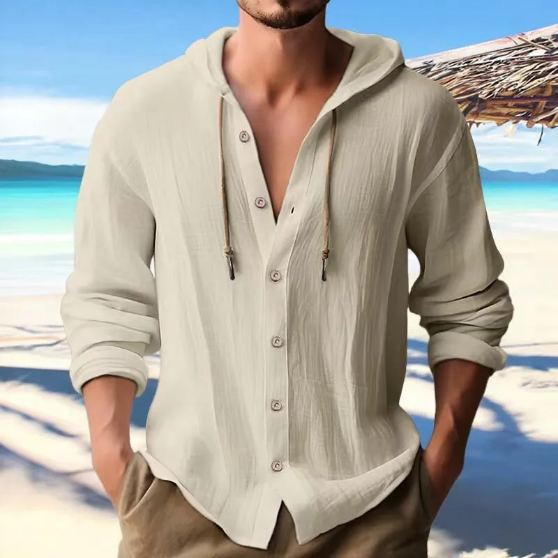Men's Lightweight Casual Hoodie Linen Top