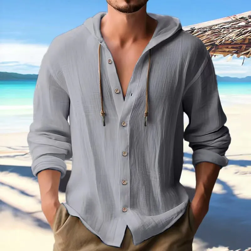 Men's Lightweight Casual Hoodie Linen Top