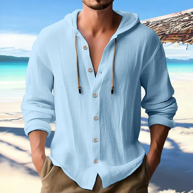 Men's Lightweight Casual Hoodie Linen Top