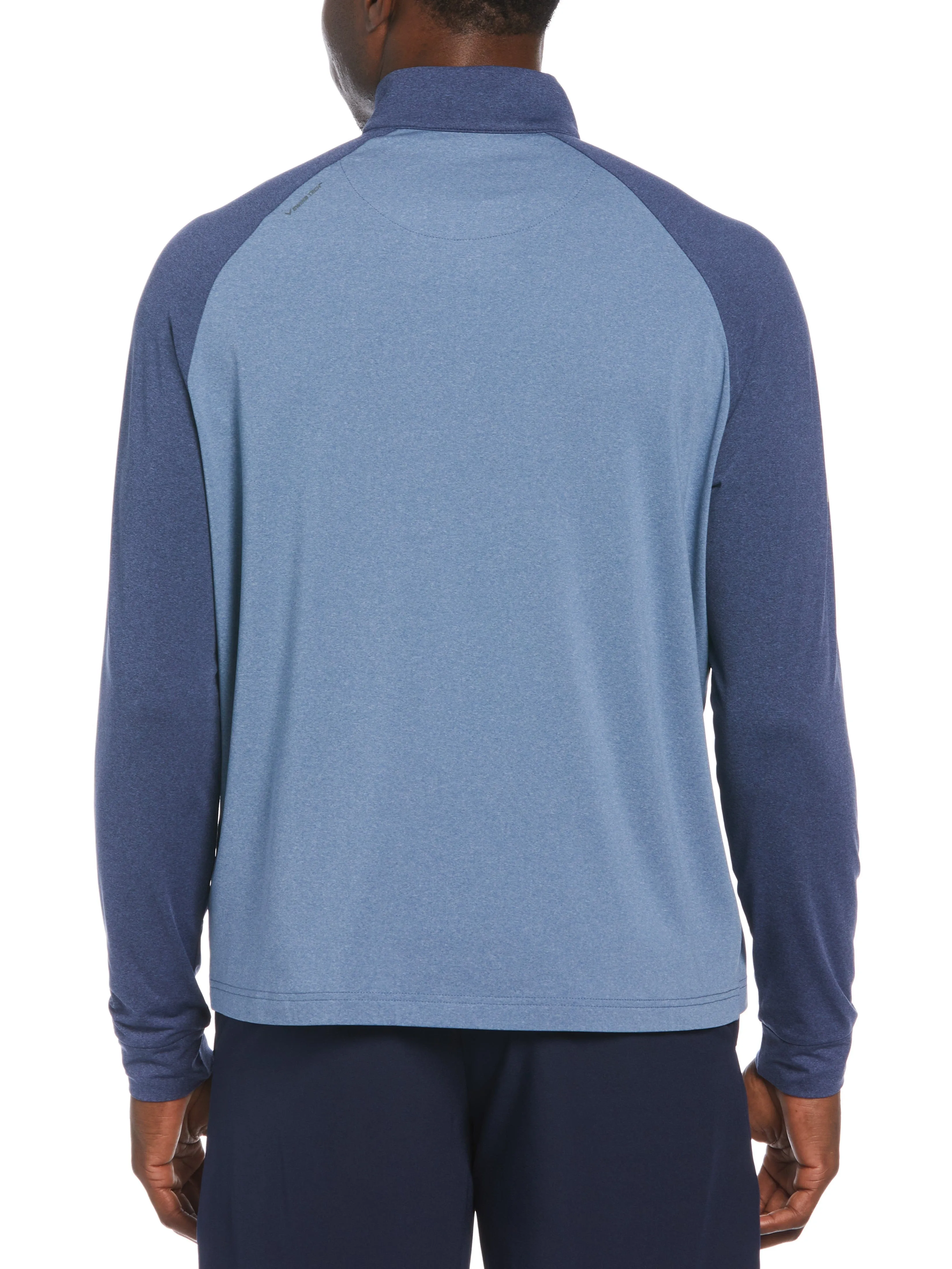 Mens Quarter Zip Mixed Media Raglan Sleeve Pullover Golf Sweater