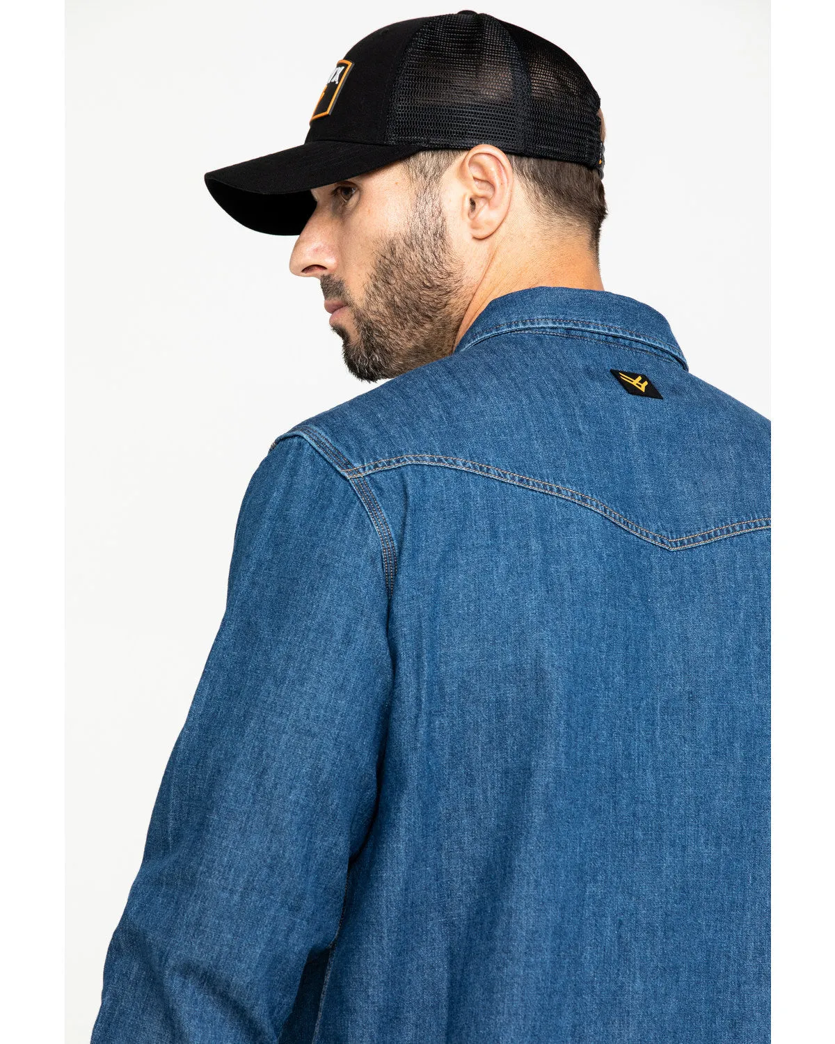 Men's Stonewashed Denim Snap Western Long Sleeve Work Shirt - Big