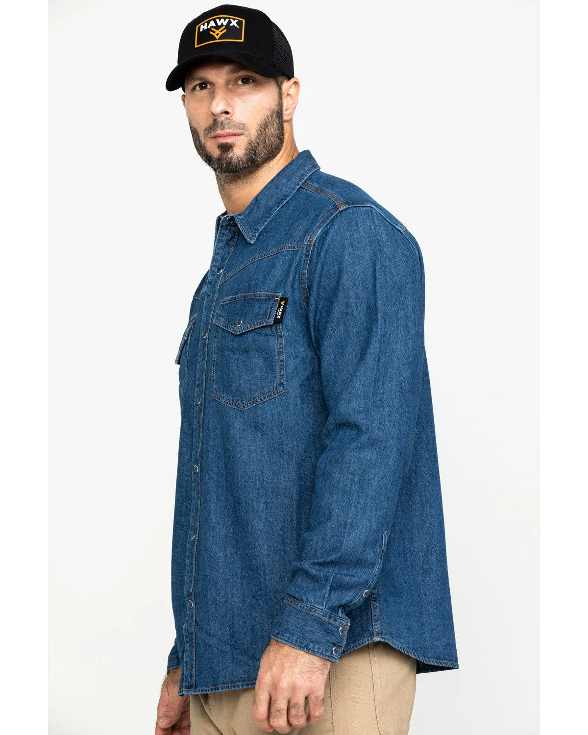 Men's Stonewashed Denim Snap Western Long Sleeve Work Shirt - Big
