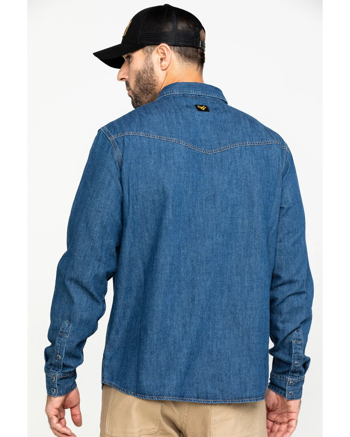 Men's Stonewashed Denim Snap Western Long Sleeve Work Shirt - Big