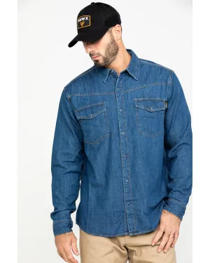 Men's Stonewashed Denim Snap Western Long Sleeve Work Shirt - Big