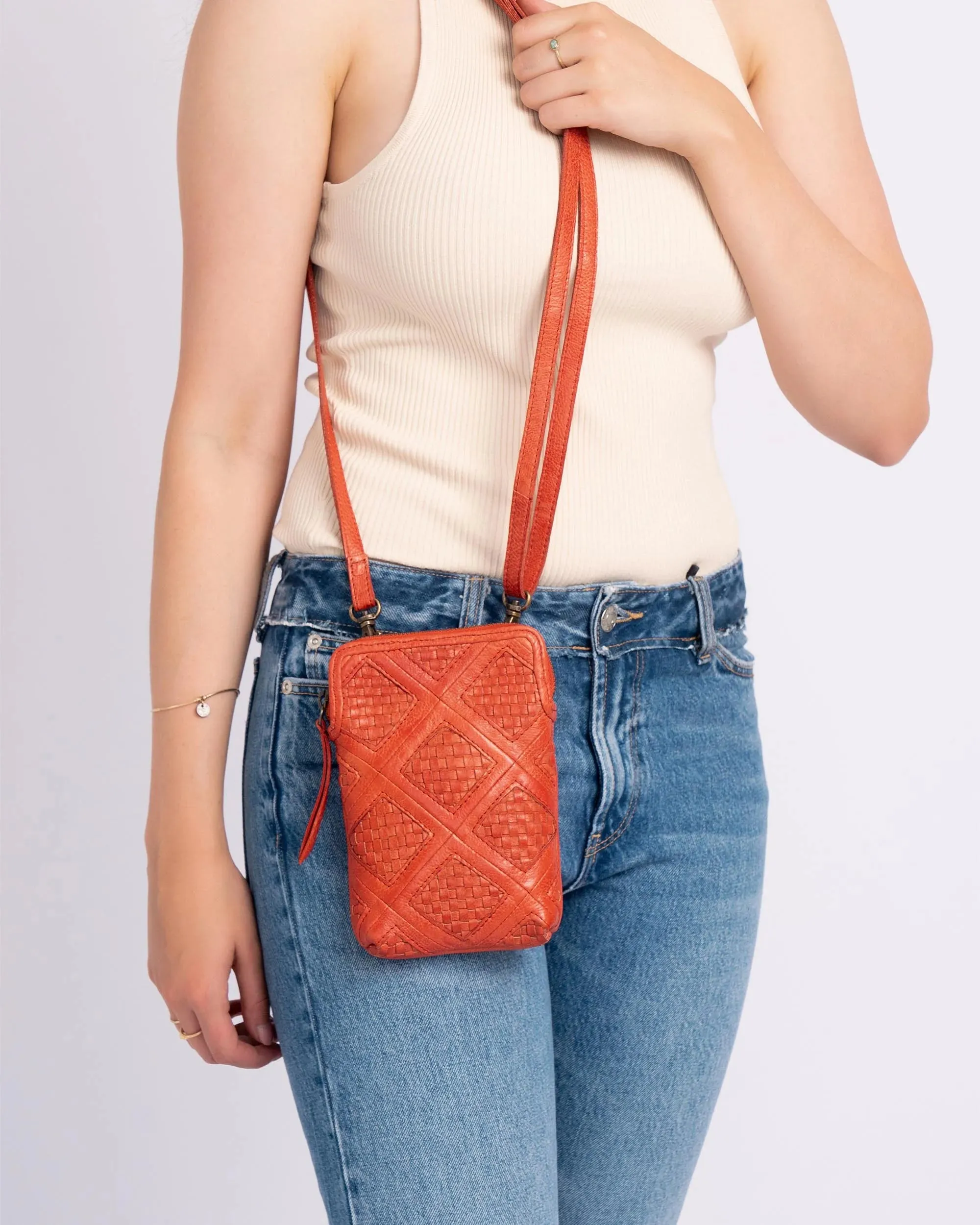 Milder | Chess Patterned Leather Phone Bag