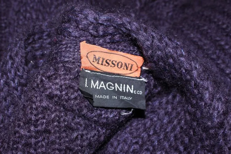 MISSONI Purple Wool Knit Full Length Sweater Size Medium