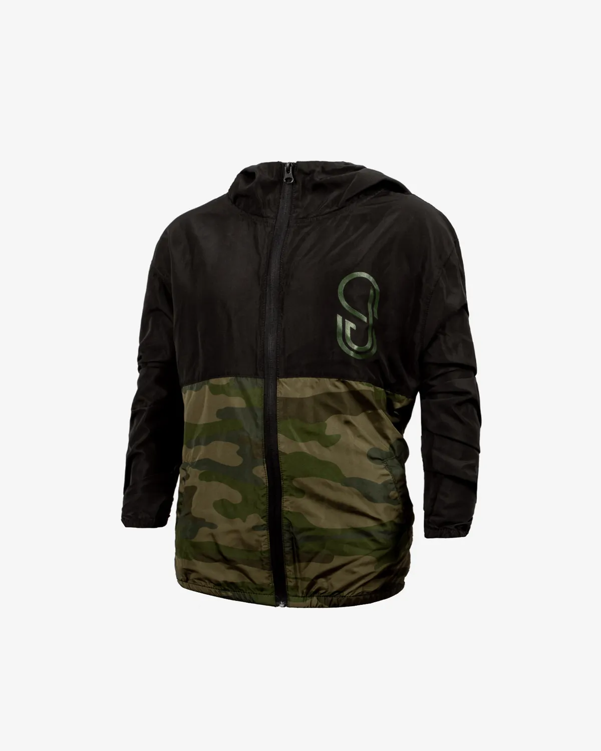 Monogram Youth Windbreaker (Black/Camo)