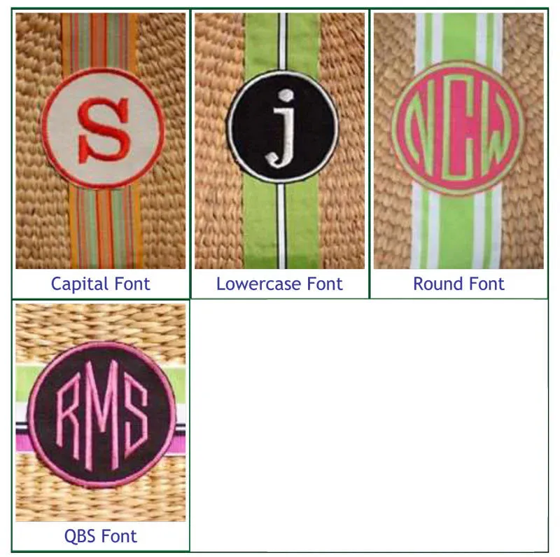 Monogrammed Large Beverly Straw Basket Bag
