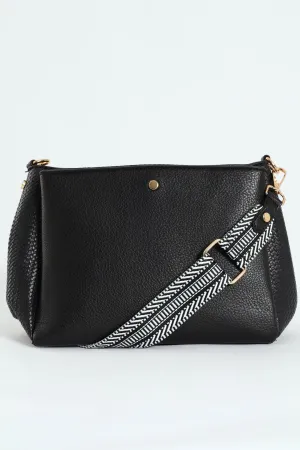 Multi Compartment Crossbody Bag - Black