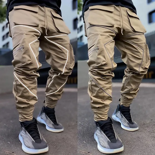 Multi-pocket Reflective Sports Fitness Trousers