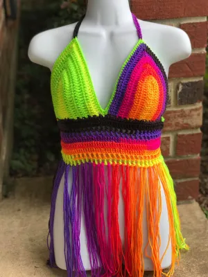 Neon Rainbow Crop Top
