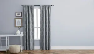 New Eclipse Zana Trellis Blackout Curtain Panels, set of 2, Grey! 40" X 84" Each!