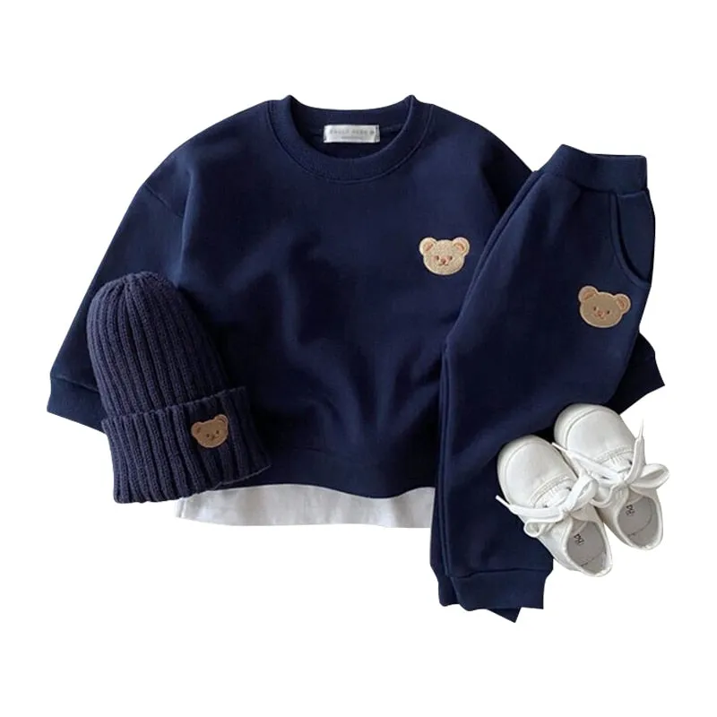 New Fashion Baby Boys Girls Tracksuit Set - Blue, Yellow, Orange, Brown, Pink, Grey