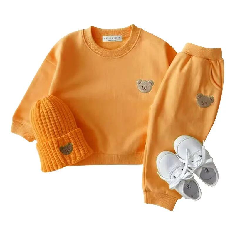 New Fashion Baby Boys Girls Tracksuit Set - Blue, Yellow, Orange, Brown, Pink, Grey