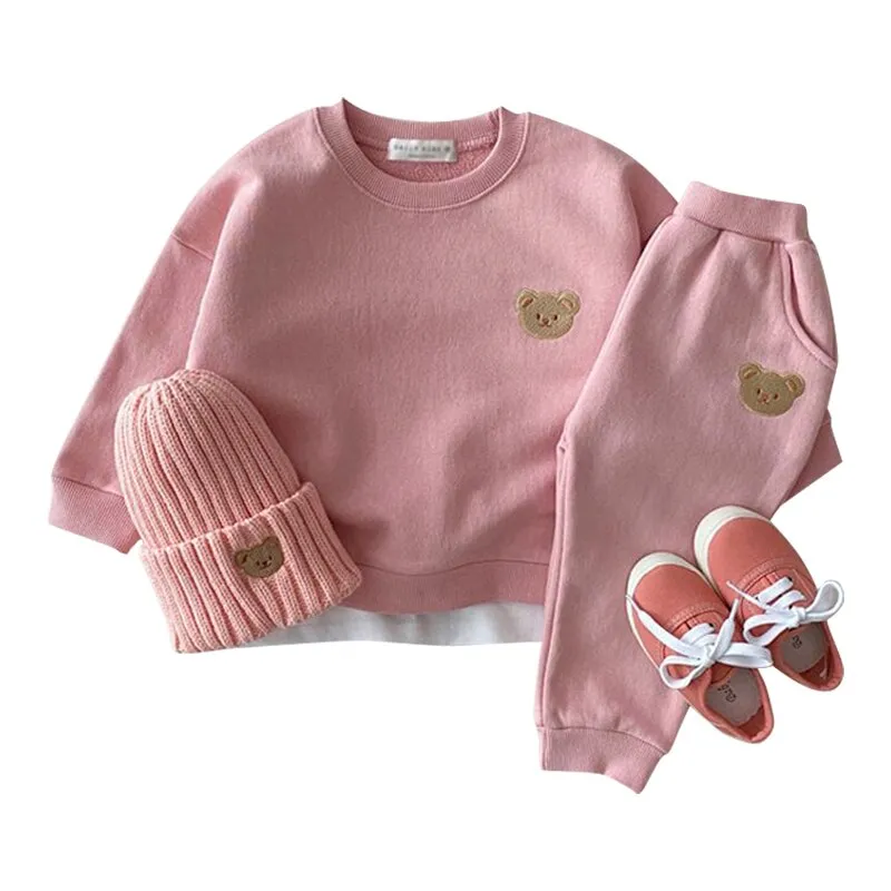 New Fashion Baby Boys Girls Tracksuit Set - Blue, Yellow, Orange, Brown, Pink, Grey