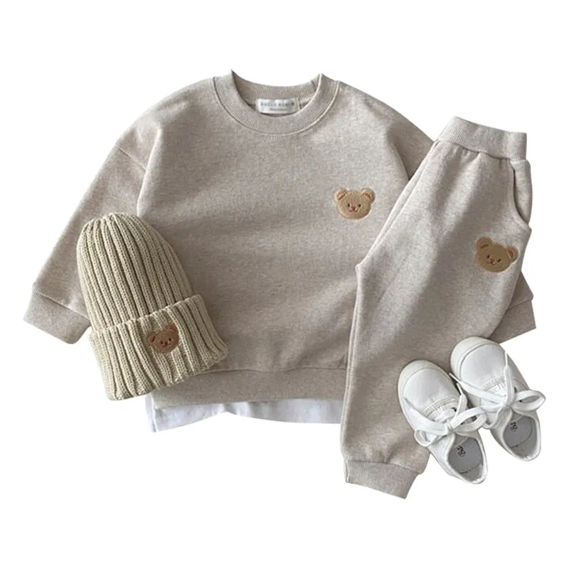New Fashion Baby Boys Girls Tracksuit Set - Blue, Yellow, Orange, Brown, Pink, Grey