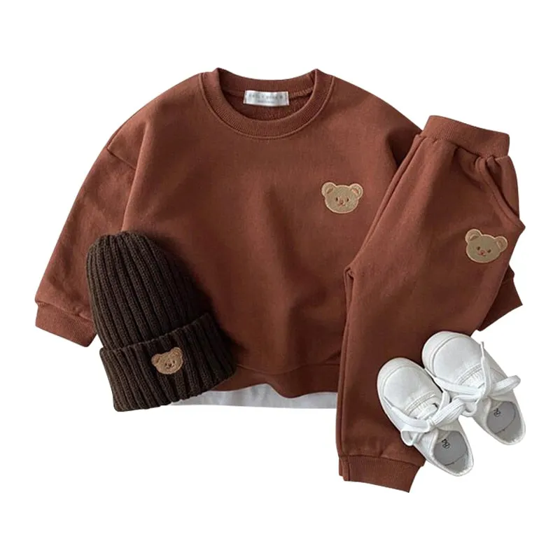 New Fashion Baby Boys Girls Tracksuit Set - Blue, Yellow, Orange, Brown, Pink, Grey