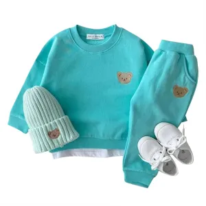 New Fashion Baby Boys Girls Tracksuit Set - Blue, Yellow, Orange, Brown, Pink, Grey