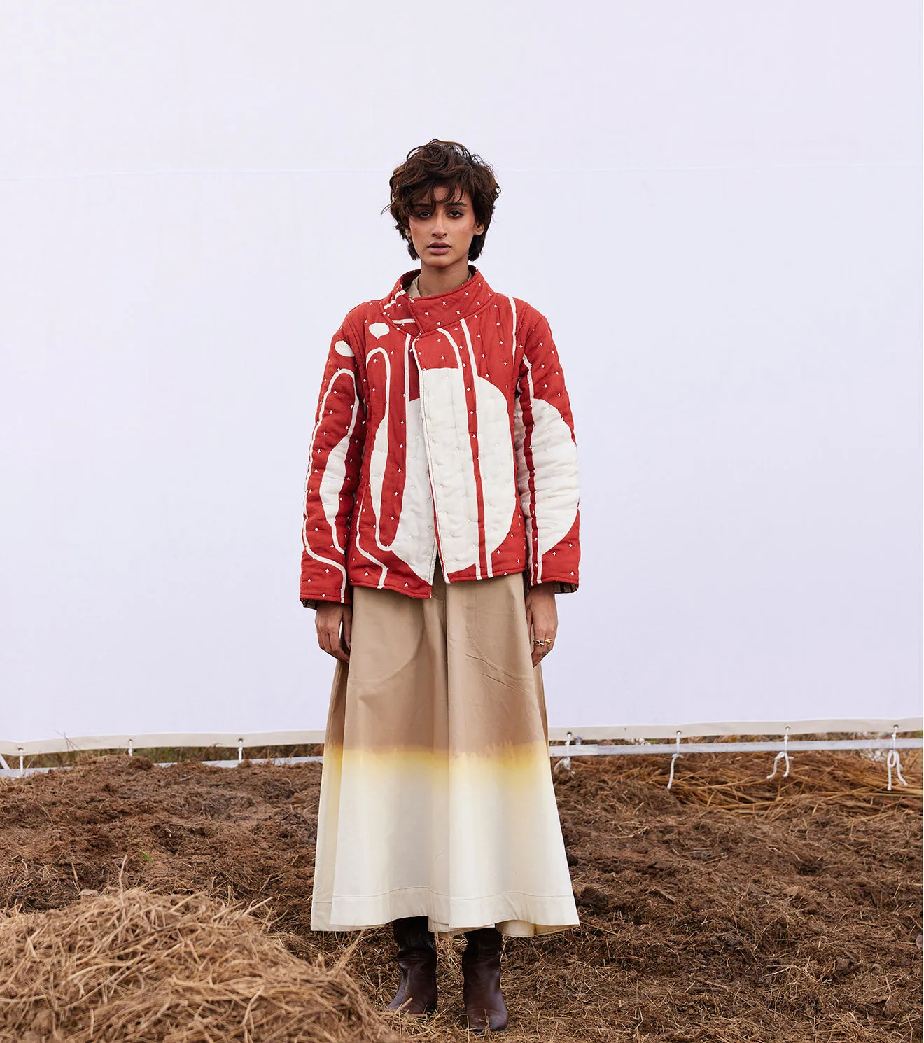 New Season Spring Summer 2025-Jacket-Cotton Mul Redwood Brick red-KW898-Fashion Edit Diana by Khara Kapas
