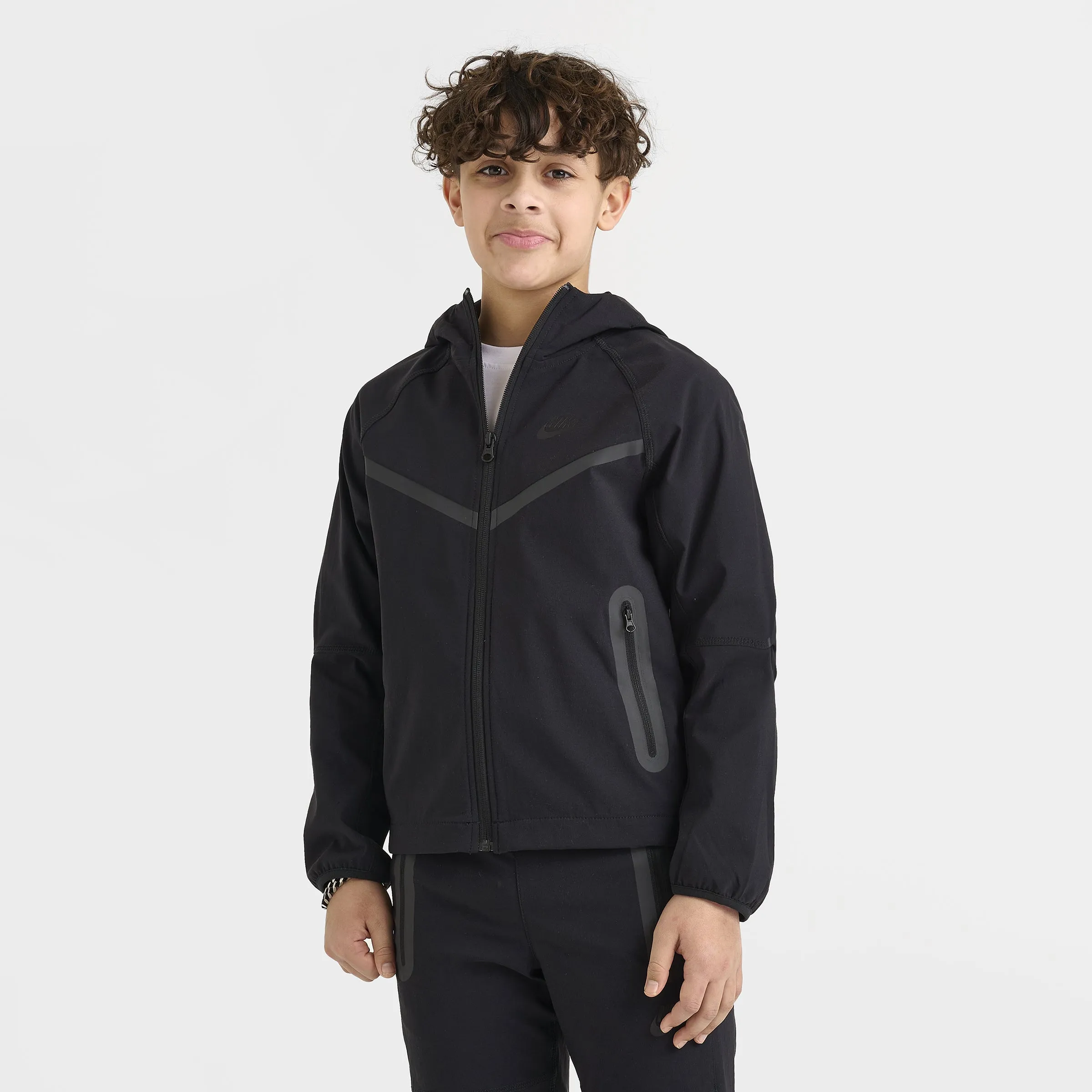 Nike Sportswear Junior Boys' Tech Woven Full Zip Hoodie Black / Black - Black