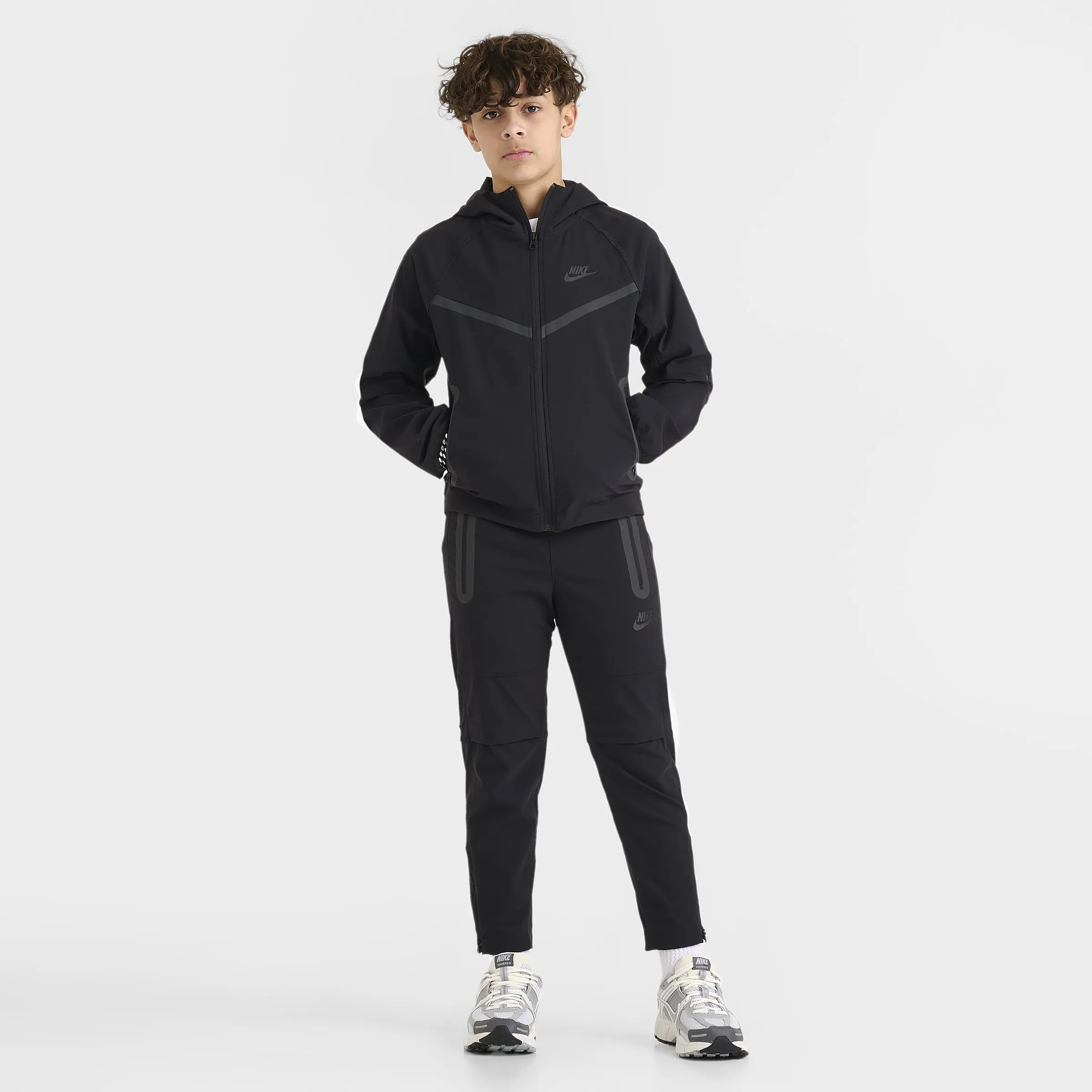 Nike Sportswear Junior Boys' Tech Woven Full Zip Hoodie Black / Black - Black