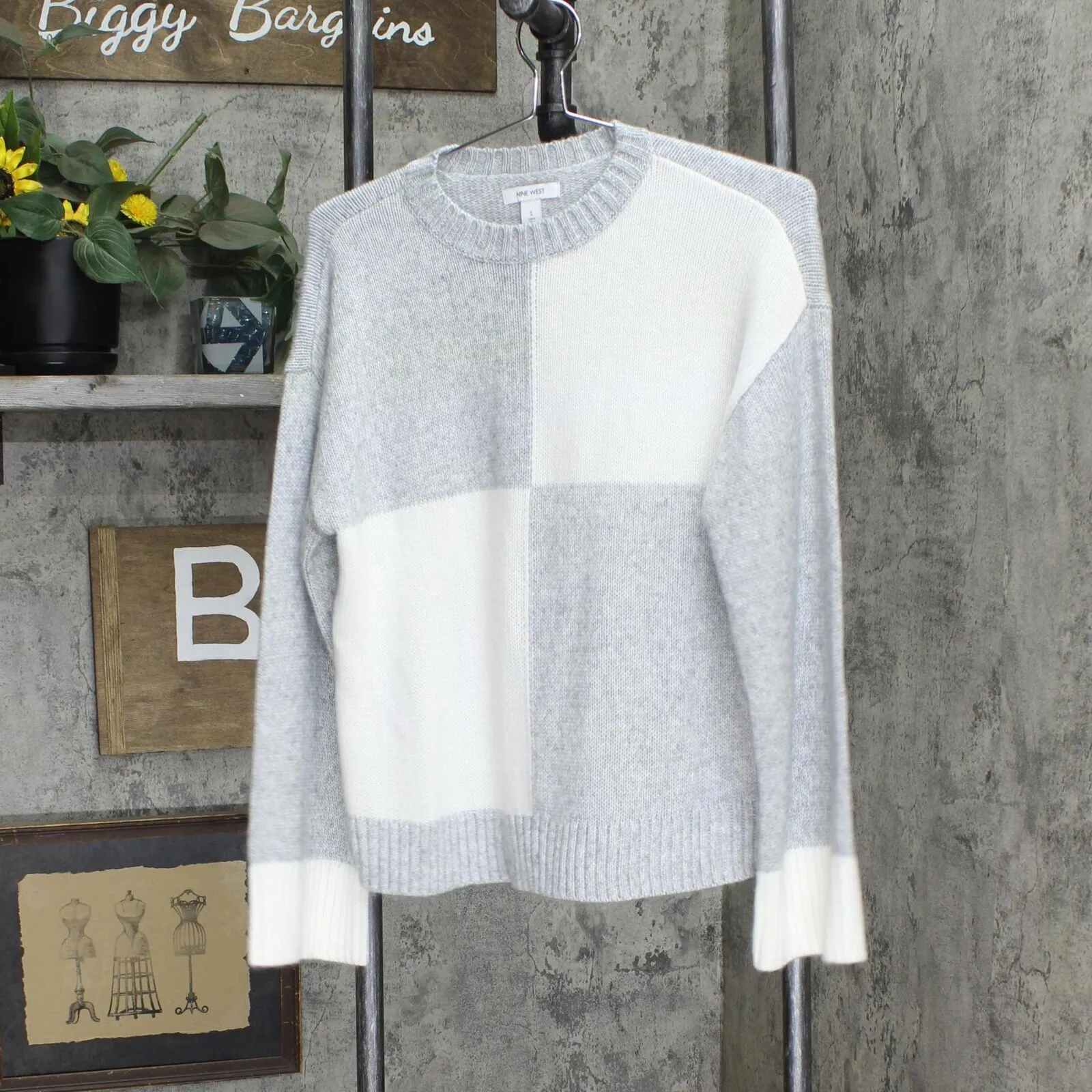 Nine West Womens Colorblock Sweater 165f6f5da93a34 Gray / White S