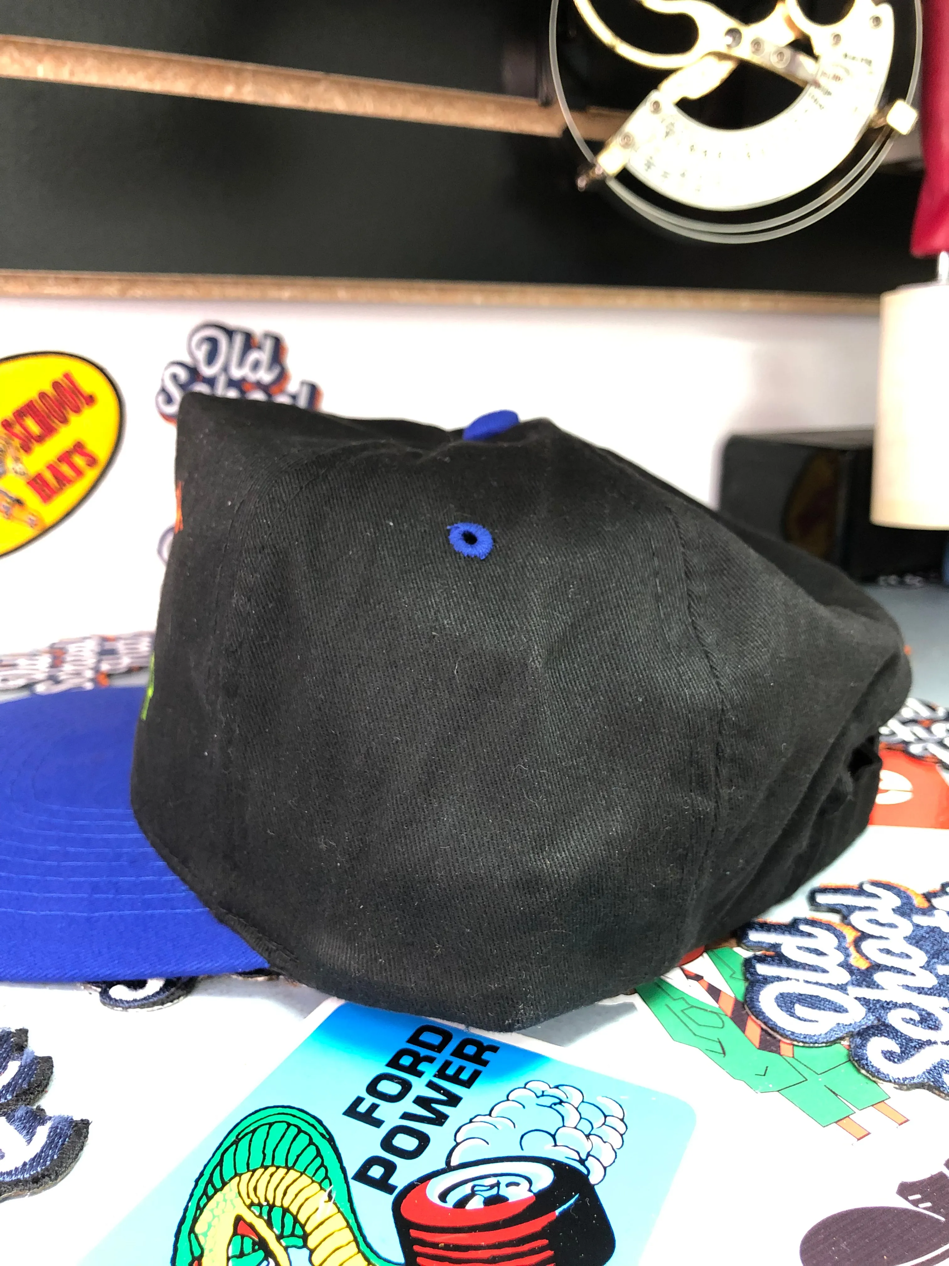 NO BEER NO WORK! Custom embroidered vintage hat strap back black and blue