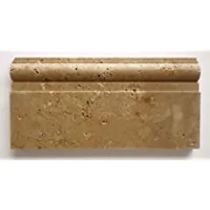 Noce Travertine Honed 6 X 12 Baseboard Trim Molding - Box of 5 pcs.