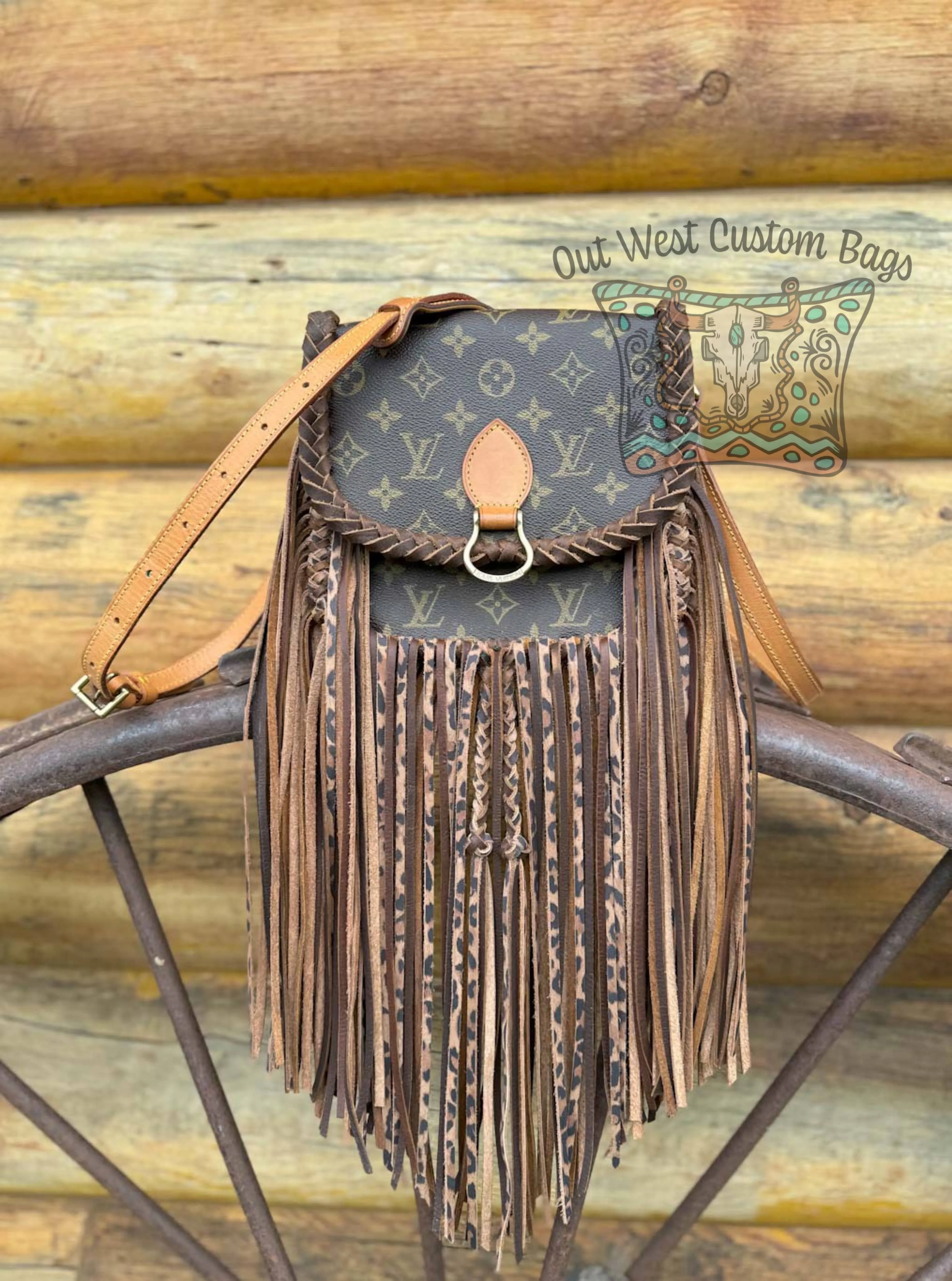 Out West St Cloud MM Custom Braided Leopard Leather and Fringe