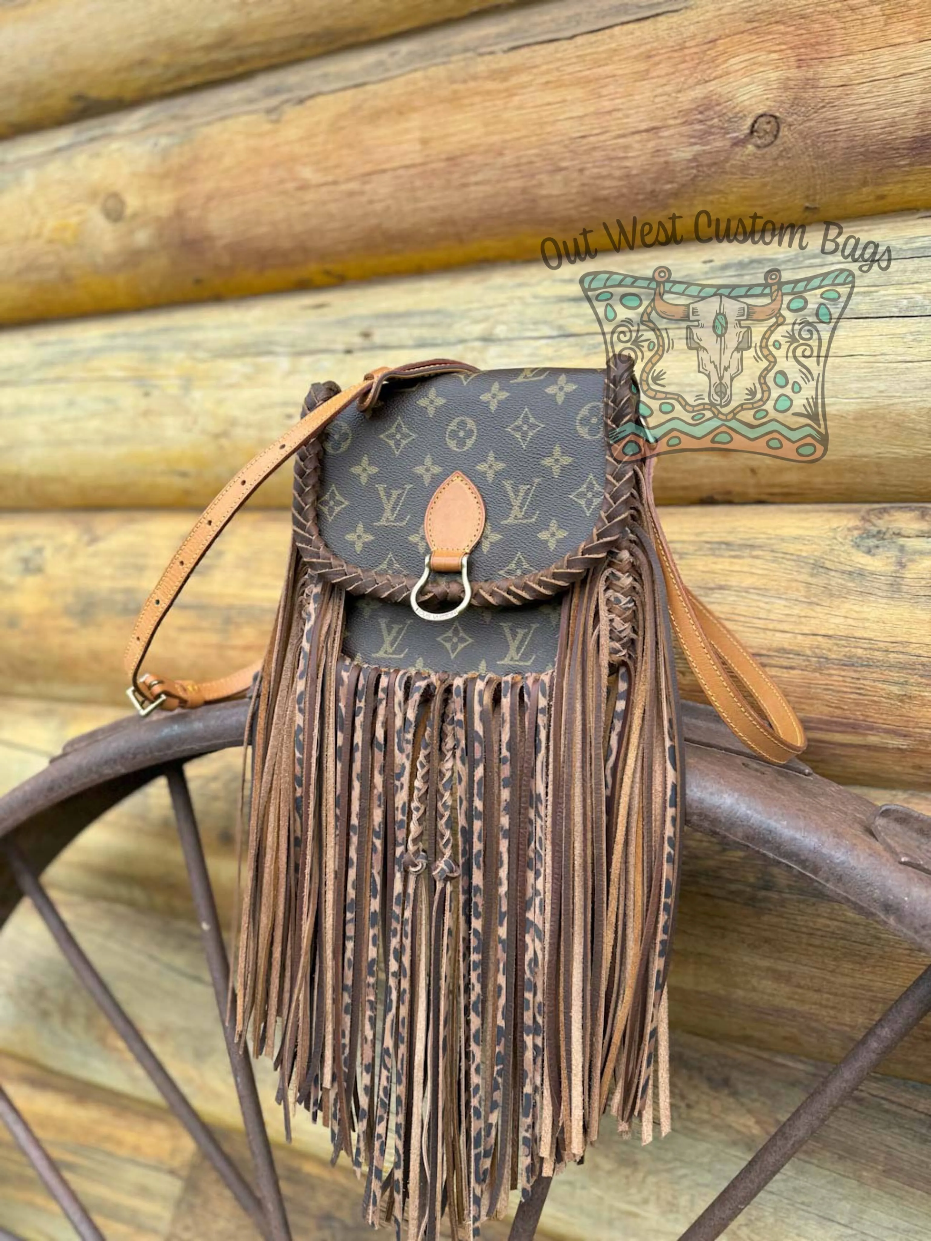 Out West St Cloud MM Custom Braided Leopard Leather and Fringe
