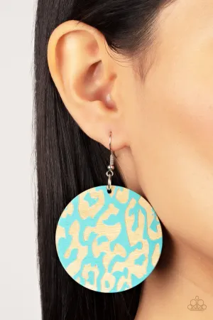 Paparazzi Catwalk Safari - Blue Wooden Earrings