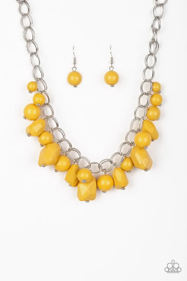 Paparazzi - Gorgeously Globetrotter-Yellow Necklace